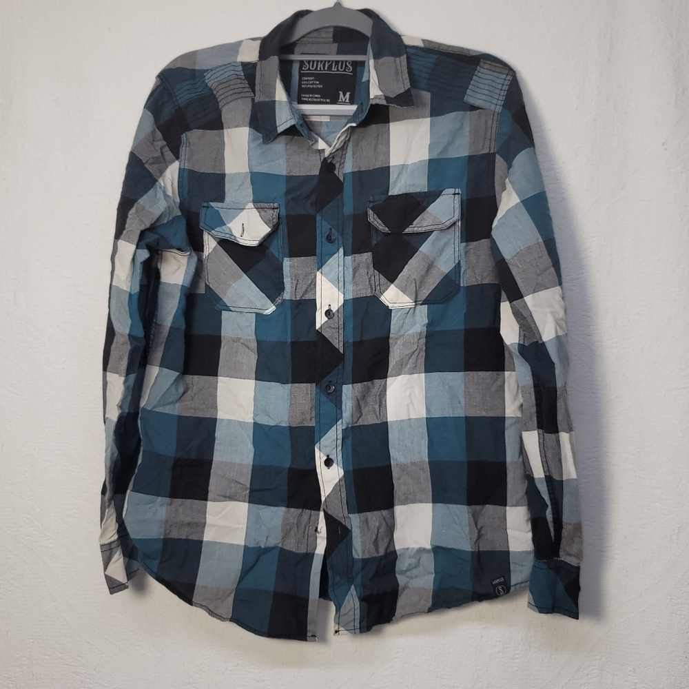 3/702. Surplus Long Sleeve Button up Shirt Multicolored Sz M